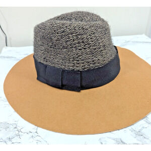 Bettina Anthropologie Wool Woven Hat Variegated Tan/Brn/blk 22” Cir. Italy